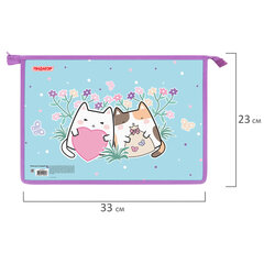 Папка для тетрадей ПИФАГОР А4, 1 отделение, картон/<wbr/>пластик, на молнии, &laquo;Cat friends&raquo;, 272127