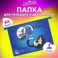 Папка для тетрадей ЮНЛАНДИЯ А4, 1 отделение, картон/<wbr/>пластик, конгрев, на молнии, &laquo;Ying Yang&raquo;, 272132