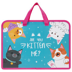 Папка на молнии с ручками ЮНЛАНДИЯ А4, 1 отделение, пластик, ширина 45 мм, &laquo;Cat gang&raquo;, 272148