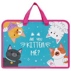 Папка на молнии с ручками ЮНЛАНДИЯ А4, 1 отделение, пластик, ширина 45 мм, &laquo;Cat gang&raquo;, 272148