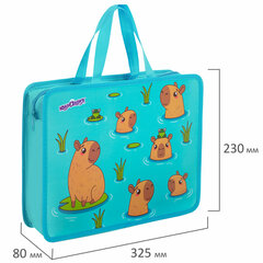 Папка на молнии с ручками ЮНЛАНДИЯ А4, 1 отделение, пластик, 80 мм, &laquo;Capy time&raquo;, 272154