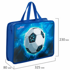 Папка на молнии с ручками ЮНЛАНДИЯ А4, 1 отделение, пластик, 80 мм, &laquo;Football&raquo;, 272158