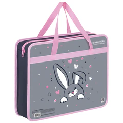 Папка на молнии с ручками BRAUBERG А4, 1 отделение, пластик, 80 мм, "Curious bunny", 272164