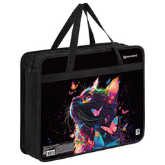 Папка на молнии с ручками BRAUBERG А4, 1 отделение, пластик, 80 мм, "Butterfly catcher", 272165