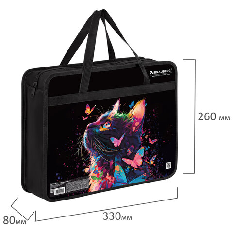 Папка на молнии с ручками BRAUBERG А4, 1 отделение, пластик, 80 мм, "Butterfly catcher", 272165