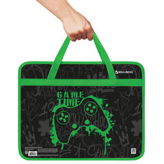 Папка на молнии с ручками BRAUBERG А4, 1 отделение, пластик, 80 мм, &laquo;Game time&raquo;, 272167