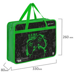 Папка на молнии с ручками BRAUBERG А4, 1 отделение, пластик, 80 мм, &laquo;Game time&raquo;, 272167