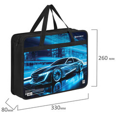 Папка на молнии с ручками BRAUBERG А4, 1 отделение, пластик, 80 мм, &laquo;Night driver&raquo;, 272169