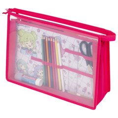 Папка для труда BRAUBERG А4, 2 отделения, пластик, молния сверху, органайзер, &laquo;Anime party&raquo;, 272214