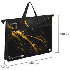 Папка для рисунков и чертежей с ручками BRAUBERG А3, пластик, молния сверху, &laquo;Black&gold marble&raquo;, 272232