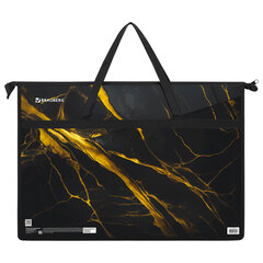 Папка для рисунков и чертежей с ручками BRAUBERG А3, пластик, молния сверху, &laquo;Black&gold marble&raquo;, 272232