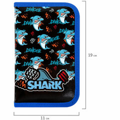 Пенал ПИФАГОР, 1 отделение, ламинированный картон, 19&times;11 см, &laquo;Angry shark&raquo;, 272243