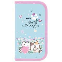 Пенал ПИФАГОР, 2 отделения, ламинированный картон, 19х11 см, "Cat friends", 272247