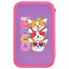 Пенал ПИФАГОР, 3 отделения, ламинированный картон, 19&times;11 см, &laquo;Corgi queen&raquo;, 272250