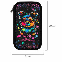 Пенал ЮНЛАНДИЯ, 3 отделения, картон с эффектом soft-touch, 19&times;11 см, &laquo;True friend&raquo;, 272266