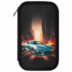 Пенал ЮНЛАНДИЯ, 3 отделения, картон с эффектом soft-touch, 19&times;11 см, &laquo;Fire car&raquo;, 272267