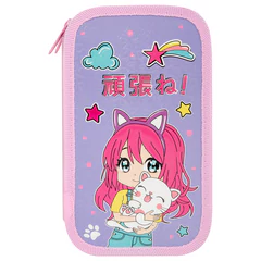 Пенал ЮНЛАНДИЯ, 2 отделения, ламинированный картон, конгрев, 19х11 см, "Anime hugs", 272293