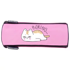 Пенал BRAUBERG, 3 отделения, нейлон, 21х7х7 см, "Lazy cat", 272306