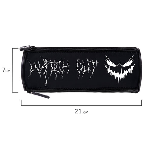 Пенал BRAUBERG, 3 отделения, нейлон, 21х7х7 см, "Scary face", 272308