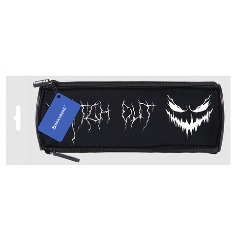 Пенал BRAUBERG, 3 отделения, нейлон, 21х7х7 см, "Scary face", 272308