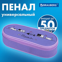Пенал-футляр BRAUBERG, 1 отделение, органайзер, полиэстер, 22x9х5 см, "Meow", 272312