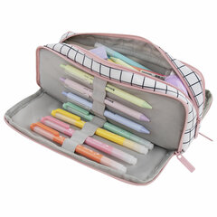 Пенал-органайзер BRAUBERG, 2 откидные планки, полиэстер, 23&times;9&times;7 см, &laquo;Checkered white&raquo;, 272315