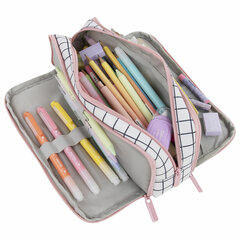 Пенал-органайзер BRAUBERG, 2 откидные планки, полиэстер, 23&times;9&times;7 см, &laquo;Checkered white&raquo;, 272315