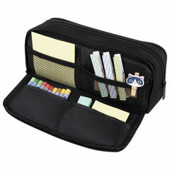 Пенал-органайзер BRAUBERG, 2 откидные планки, полиэстер, 23&times;9&times;7 см, &laquo;Total black&raquo;, 272317