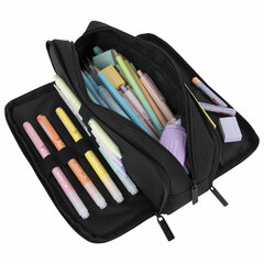 Пенал-органайзер BRAUBERG, 2 откидные планки, полиэстер, 23&times;9&times;7 см, &laquo;Total black&raquo;, 272317