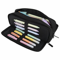 Пенал-органайзер BRAUBERG, 2 откидные планки, полиэстер, 23&times;9&times;7 см, &laquo;Total black&raquo;, 272317