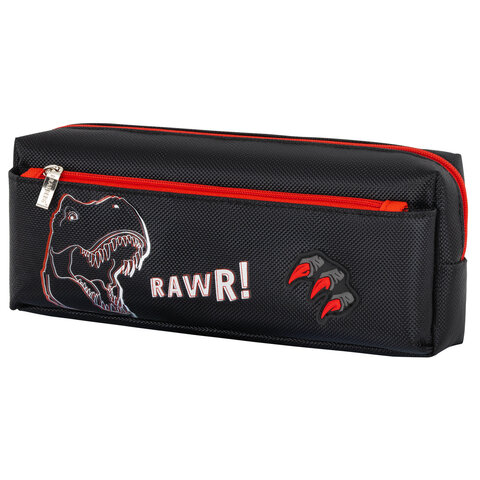Пенал мягкий BRAUBERG, 2 отделения, полиэстер, "Roar", черный, 21х9х6 см, 272347