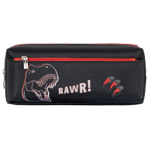Пенал мягкий BRAUBERG, 2 отделения, полиэстер, "Roar", черный, 21х9х6 см, 272347 - фото 2