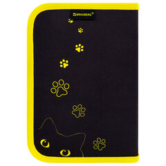 Пенал BRAUBERG с наполнением, 1 отделение, 1 откидная планка, 24 предмета, 21&times;14 см, &laquo;Dark cat&raquo;, 272351