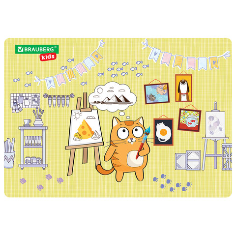 Настольное покрытие BRAUBERG KIDS для труда и творческих занятий, ПВХ, Artist, 50х35 см, 272358