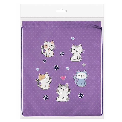 Мешок для обуви BRAUBERG KIDS, с петлей, 42х34 см, "Playing kittens", 272413 - фото 5