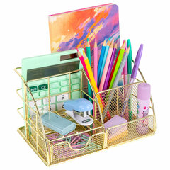 Органайзер для косметики и мелочей металлический 5 секций, MONTE VITA (МОНТЕ ВИТА), 140&times;220&times;127 мм, золото, 272477