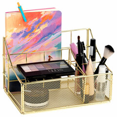 Органайзер для косметики и мелочей металлический 4 секции, MONTE VITA (МОНТЕ ВИТА), 160&times;240&times;150 мм, золото, 272479