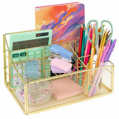 Органайзер для косметики и мелочей металлический 4 секции, MONTE VITA (МОНТЕ ВИТА), 160&times;240&times;150 мм, золото, 272479