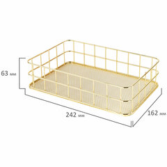 Органайзер-корзинка для косметики и мелочей металлическая MONTE VITA (МОНТЕ ВИТА), 242&times;162&times;63 мм, золото, 272481
