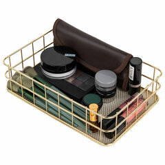 Органайзер-корзинка для косметики и мелочей металлическая MONTE VITA (МОНТЕ ВИТА), 242&times;162&times;63 мм, золото, 272481