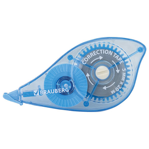 Корректирующая лента BRAUBERG PRO, 5мм х 20 м, механизм перемотки, корпус синий, блистере, 272492