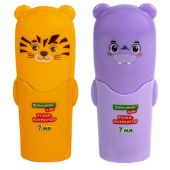 Ручка-корректор BRAUBERG KIDS &laquo;ЗВЕРЯТА&raquo;, 7 мл, металлический наконечник, корпус ассорти, 272493