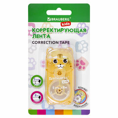 Корректирующая лента BRAUBERG KIDS &laquo;ЗВЕРЯТА&raquo;, 5 мм х 8 м, механизм перемотки, корпус ассорти, блистер, 272499
