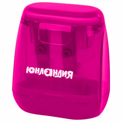 Точилка с контейнером для простых и утолщенных карандашей ЮНЛАНДИЯ &laquo;СУНДУЧОК&raquo;, 2 отверстия, 272506