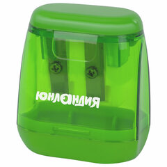 Точилка с контейнером для простых и утолщенных карандашей ЮНЛАНДИЯ &laquo;СУНДУЧОК&raquo;, 2 отверстия, 272506