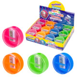 Точилка с контейнером ЮНЛАНДИЯ "ШАРИК НЕОН", неоновые цвета ассорти, 272511