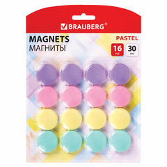 Магниты 30 мм, НАБОР 16 шт., BRAUBERG &laquo;PASTEL&raquo;, блистер, 272519