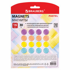 Магниты 30 мм, НАБОР 16 шт., BRAUBERG &laquo;PASTEL&raquo;, блистер, 272519