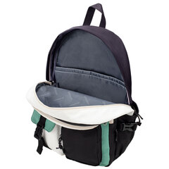 Рюкзак HEIKKI BLOCKS (ХЕЙКИ) универсальный, 2 отделения, черный/<wbr/>бирюзовый/<wbr/>бежевый, 44&times;32&times;17 см, 272562