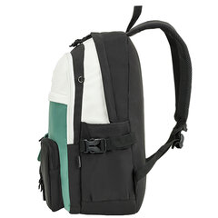 Рюкзак HEIKKI BLOCKS (ХЕЙКИ) универсальный, 2 отделения, черный/<wbr/>бирюзовый/<wbr/>бежевый, 44&times;32&times;17 см, 272562